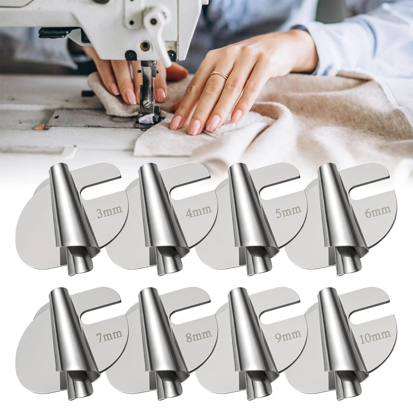 Kit de 8 Prensatelas para Dobladillo Enrollado para Máquina de Coser