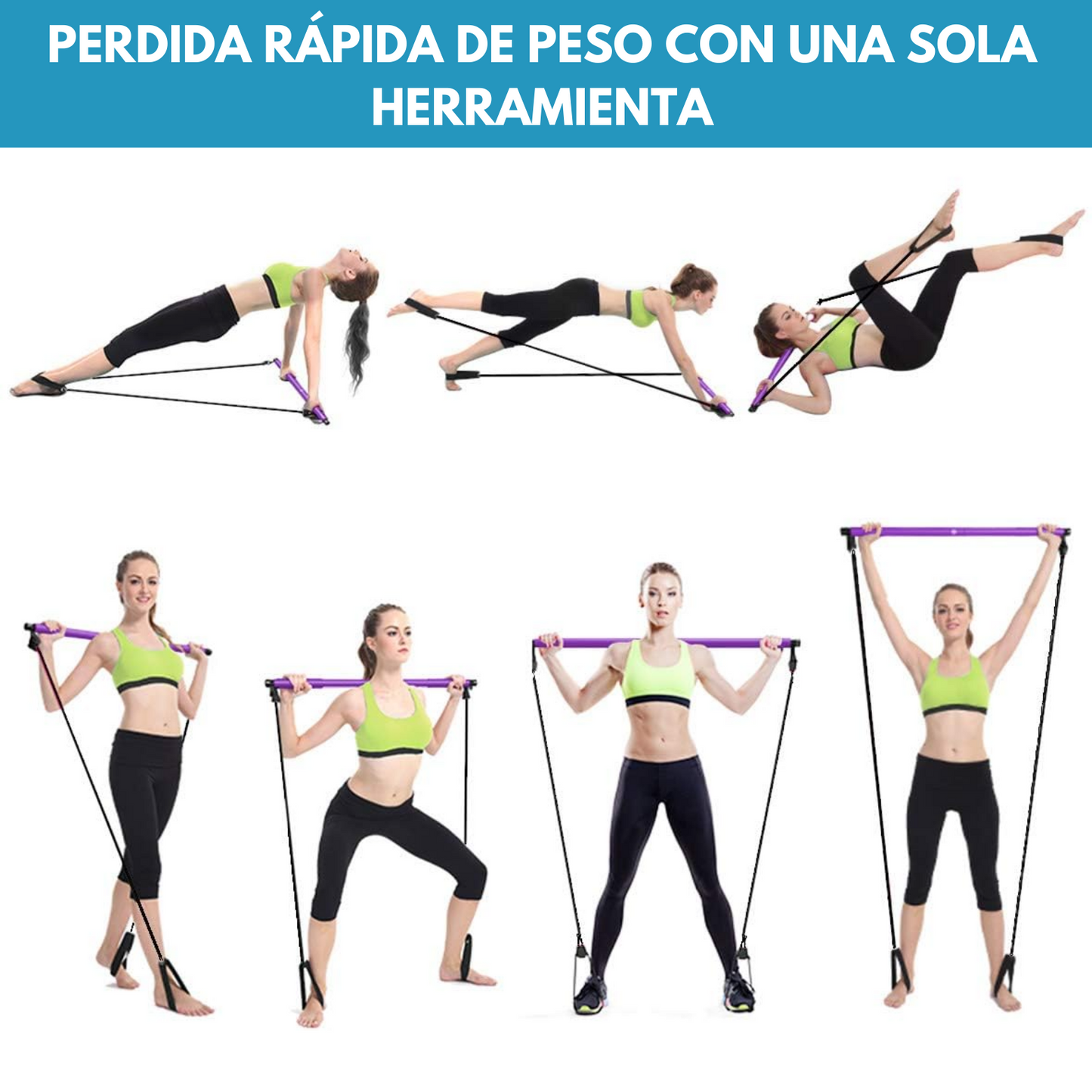 Kit Pilates con barra + Guia de ejercicios l Envío gratis