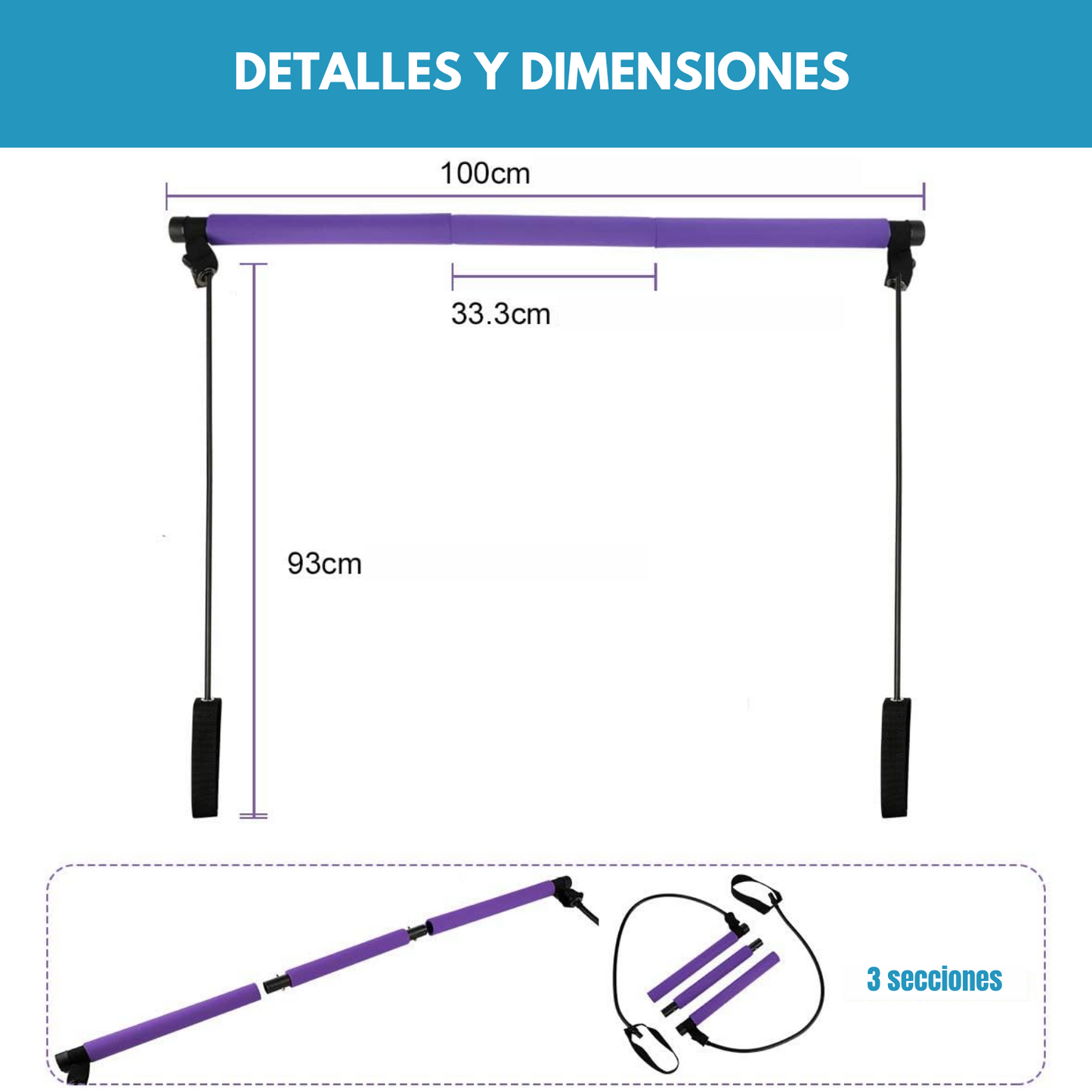 Kit Pilates con barra + Guia de ejercicios l Envío gratis