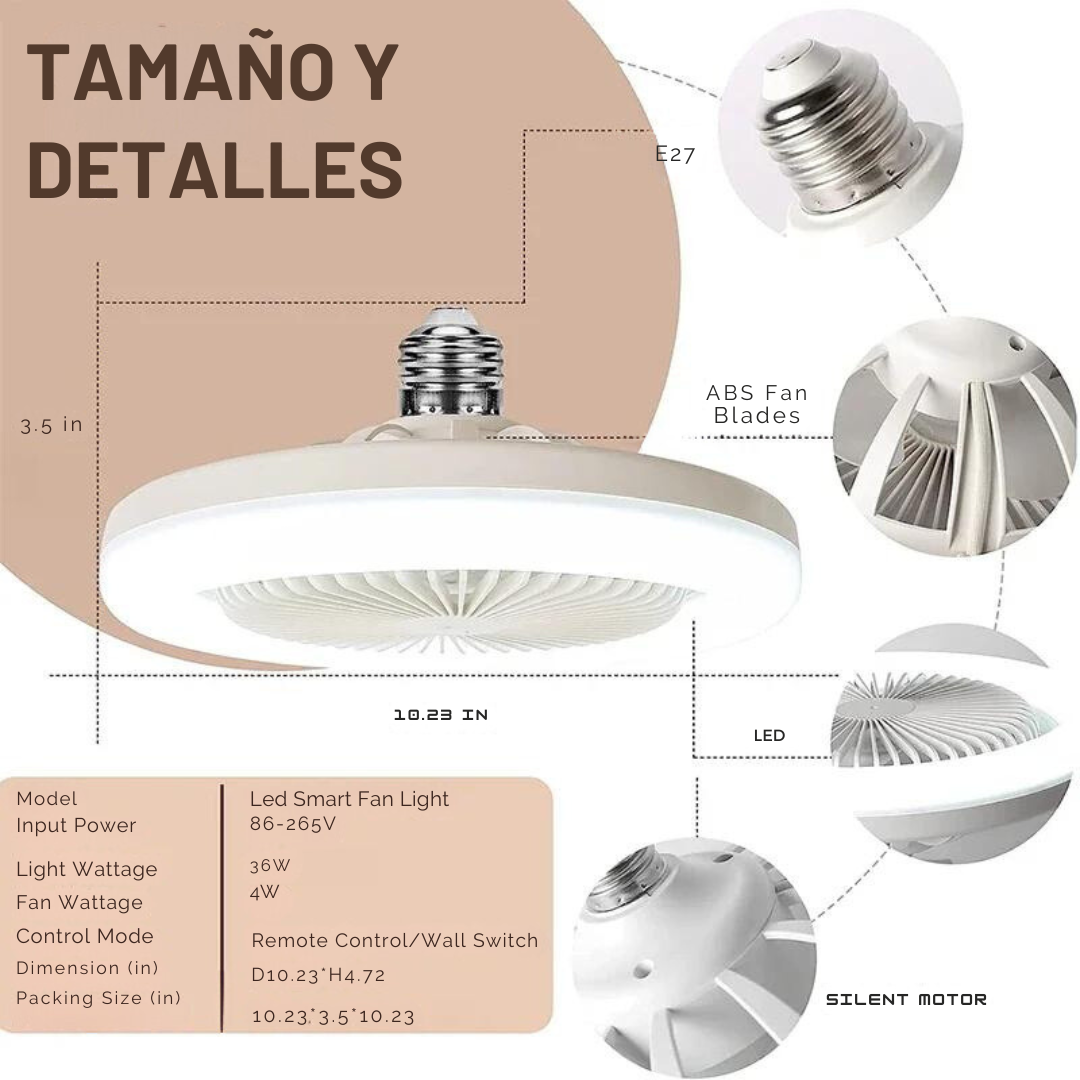 2x1 SamartFan™ Bombillo Ventilador AHORRADOR de ENERGIA con control Inalámbrico