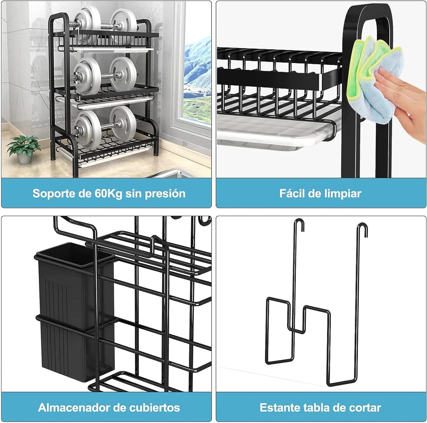 Escurridor de platos 3 niveles l Acero inoxidable l Diseño elegante