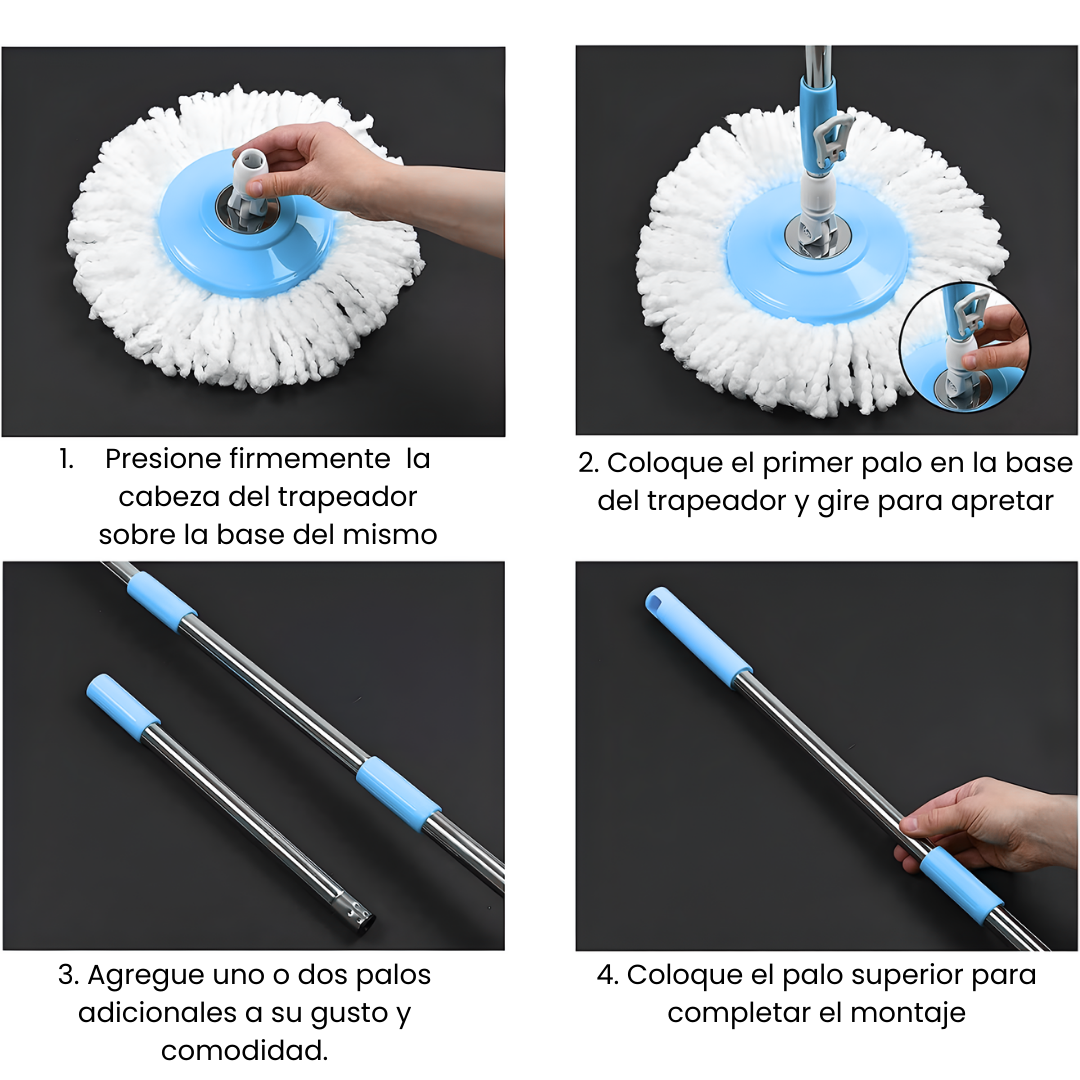 Trapero Giratorio 360º + Balde Escurridor + 2 mopas + Envío gratis