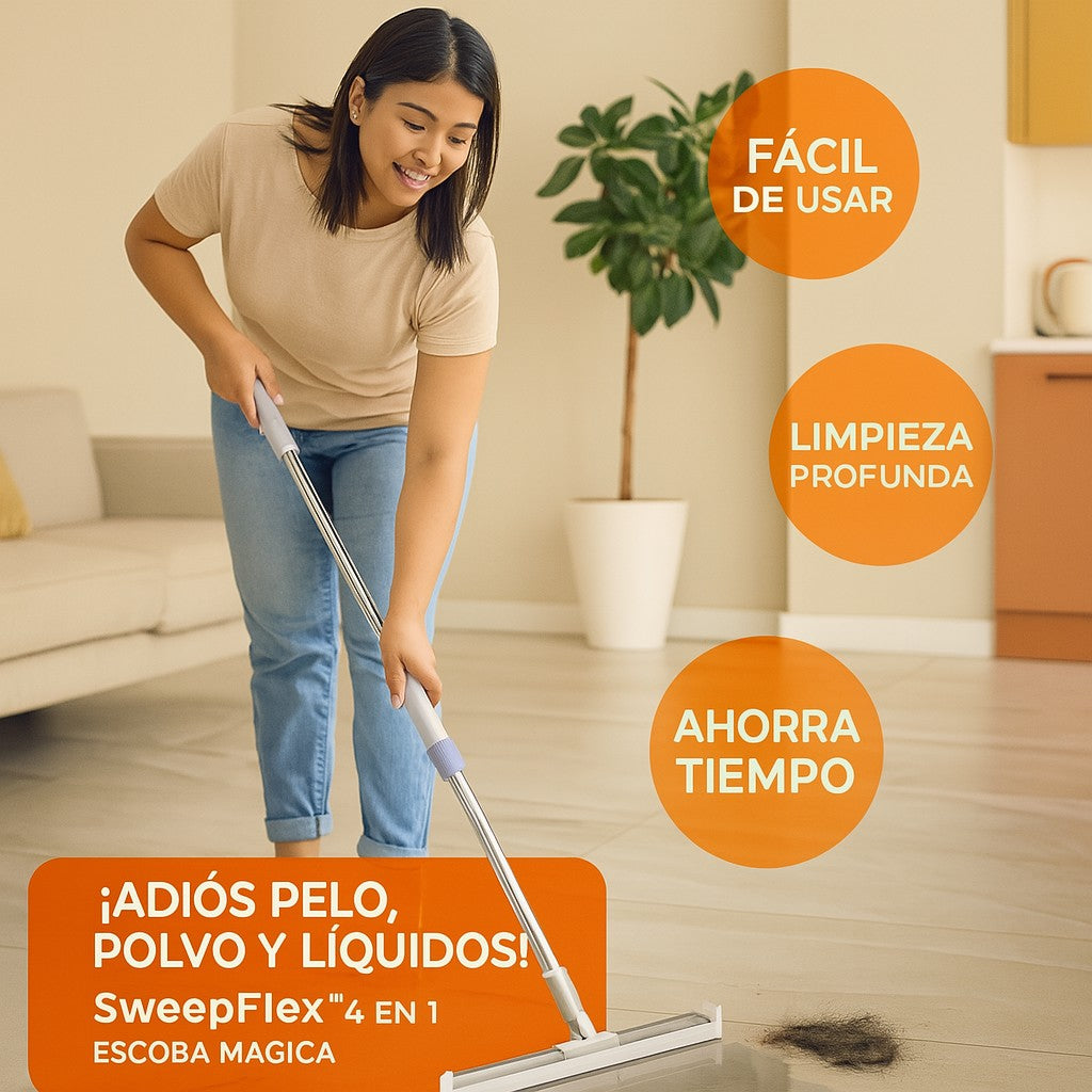 SweepFlex™ – Escoba Mágica 4 en 1 para Limpieza Total y trapeador de piso de doble propósito