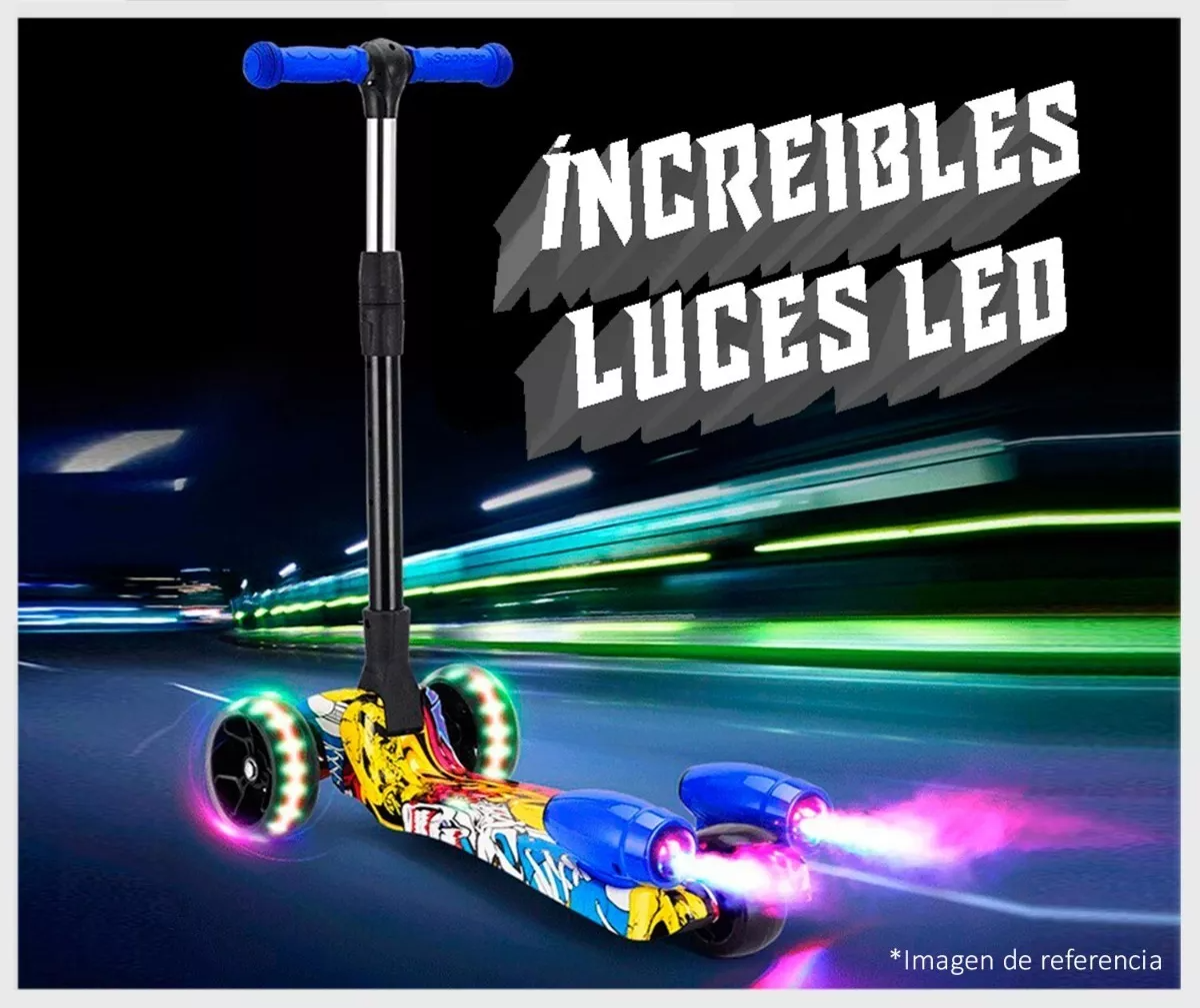 Monopatín con Nebulizador de Agua y Musica/Bluetooth/Luces/Altura ajustable + envío gratis