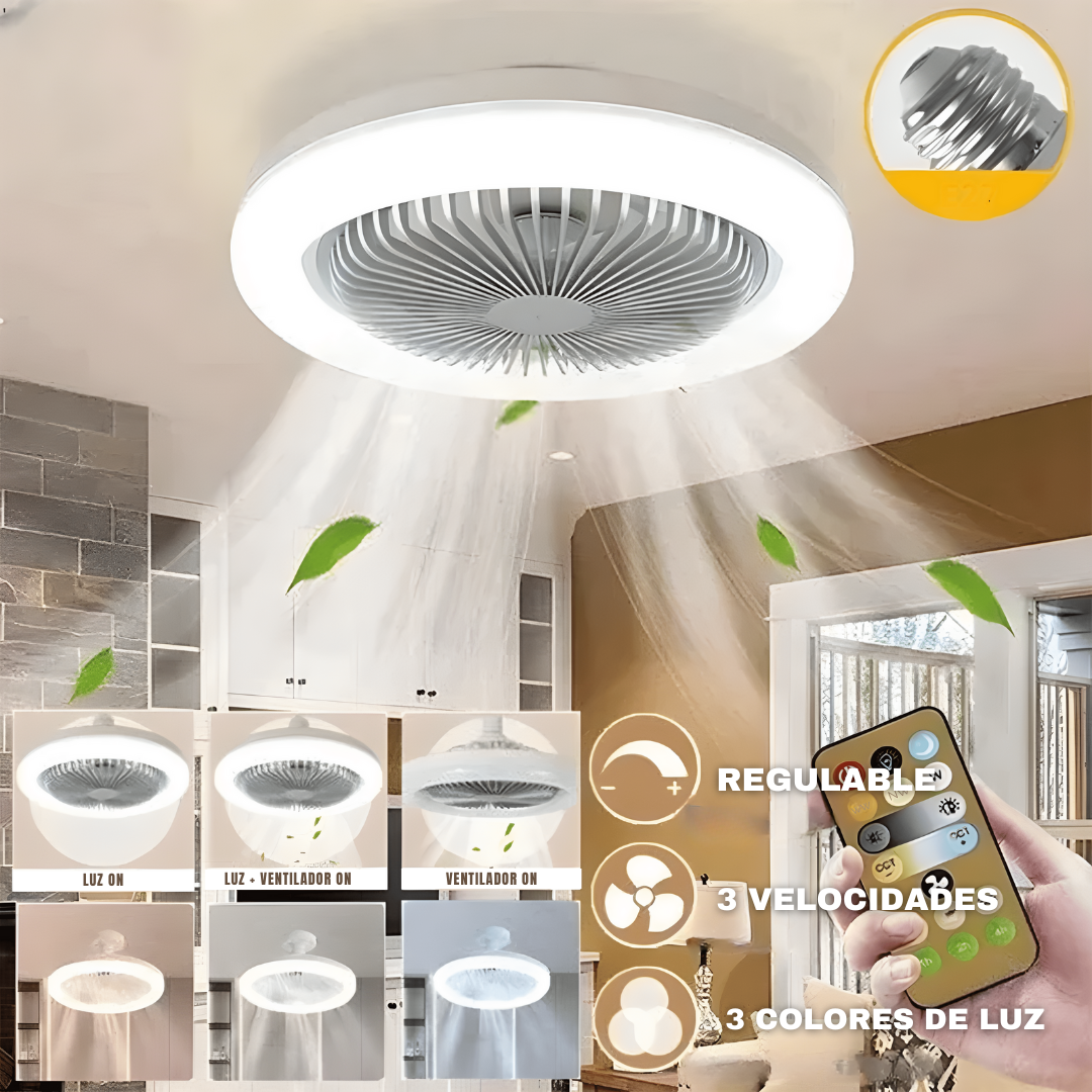 2x1 SamartFan™ Bombillo Ventilador AHORRADOR de ENERGIA con control Inalámbrico