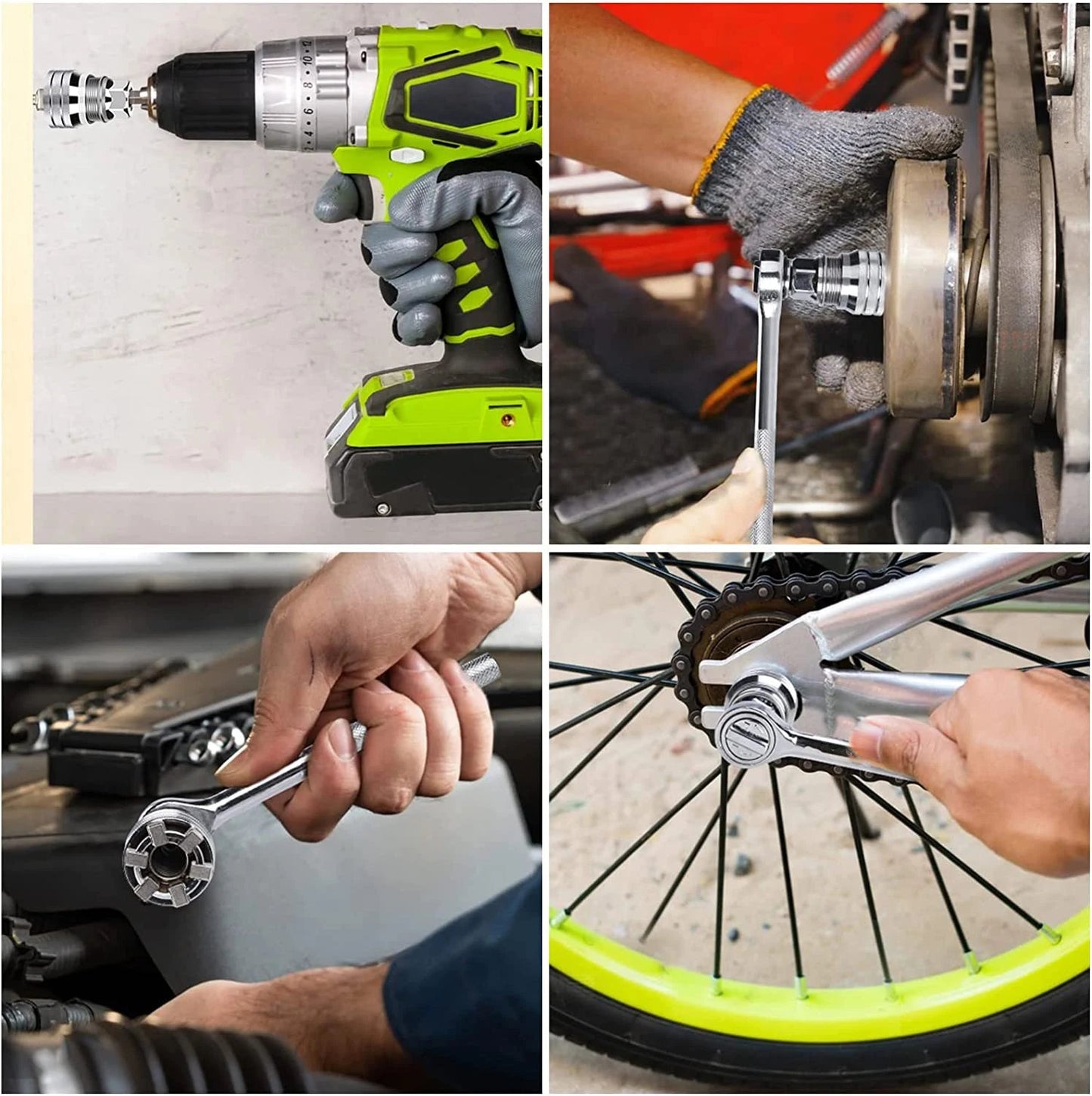 FlexiGrip™ Llave Universal Alemana Adaptable a Cualquier Tuerca o Tornillo + Adaptador de taladro