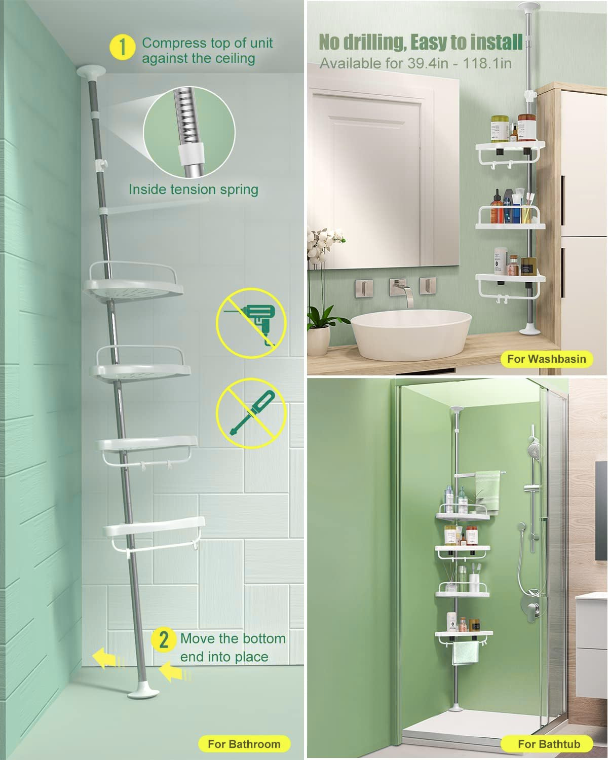 ORGANIZADOR ESQUINERO PARA BAÑO | EN ACERO