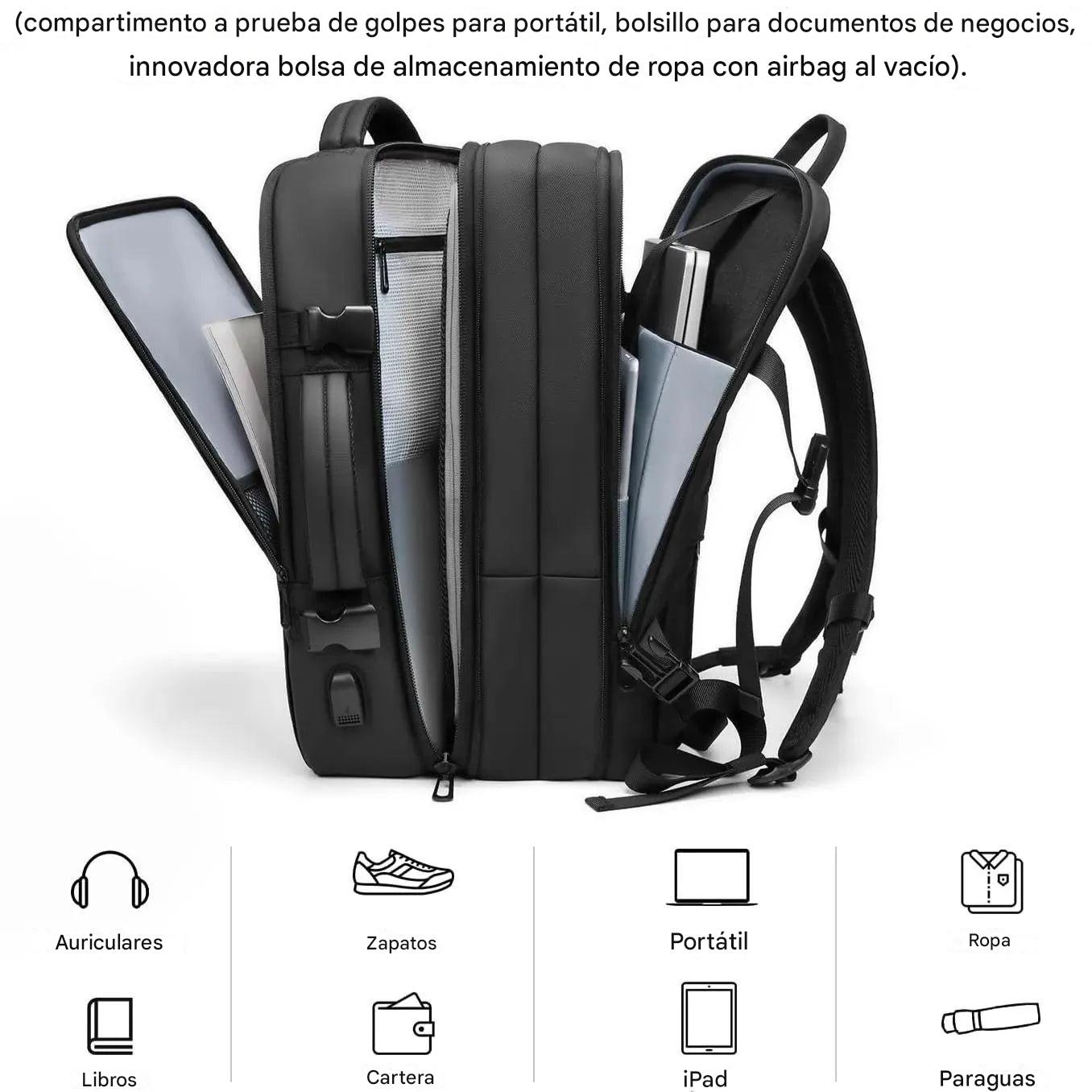 AirPack™ – Mochila de Compresión de Vacío Empaca El Triple Sin Llevar Más