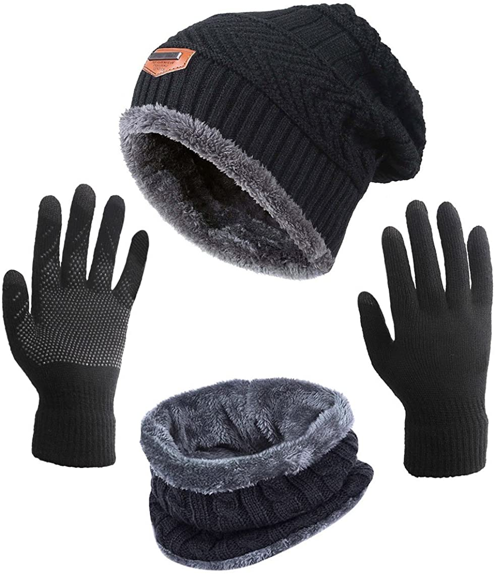 Conjunto de gorro de invierno, bufanda y guantes con función táctil, unisex | Diseño Exclusivo