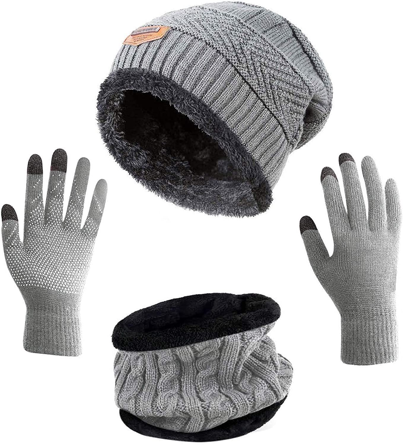 Conjunto de gorro de invierno, bufanda y guantes con función táctil, unisex | Diseño Exclusivo