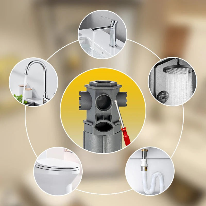 Sanifix™ – Llave Multifuncional 16 En 1 Para Cocina Y Baño desmontaje e instalación de grifo de lavabo de espuma, válvula de ángulo, válvula de agua universal.