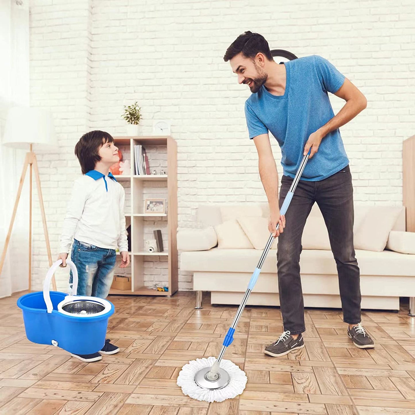 Trapero Giratorio 360º + Balde Escurridor + 2 mopas + Envío gratis