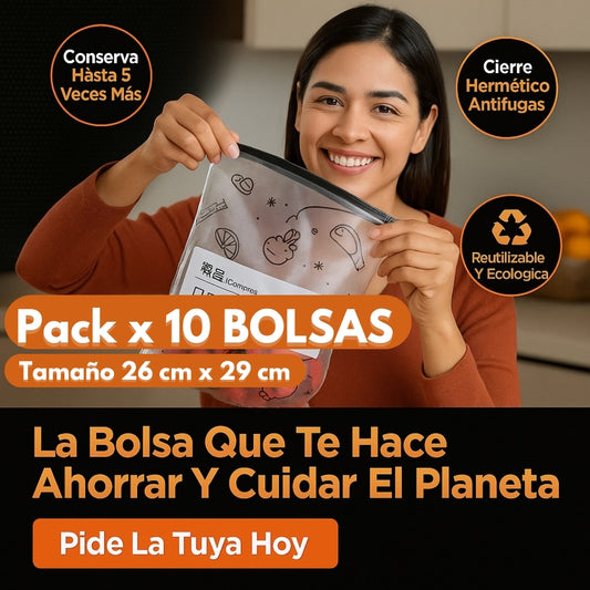 PACK  10  Bolsas Reutilizables De Aluminio Flowoon NA‑1:  Conserva Frescura, Ahorra Y Protege El Planeta