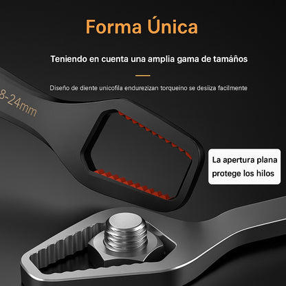 FitPro™ la Herramienta Definitiva: Autoajustable, de Doble Cabeza y Compatible con Tuercas de 8 a 24 mm.