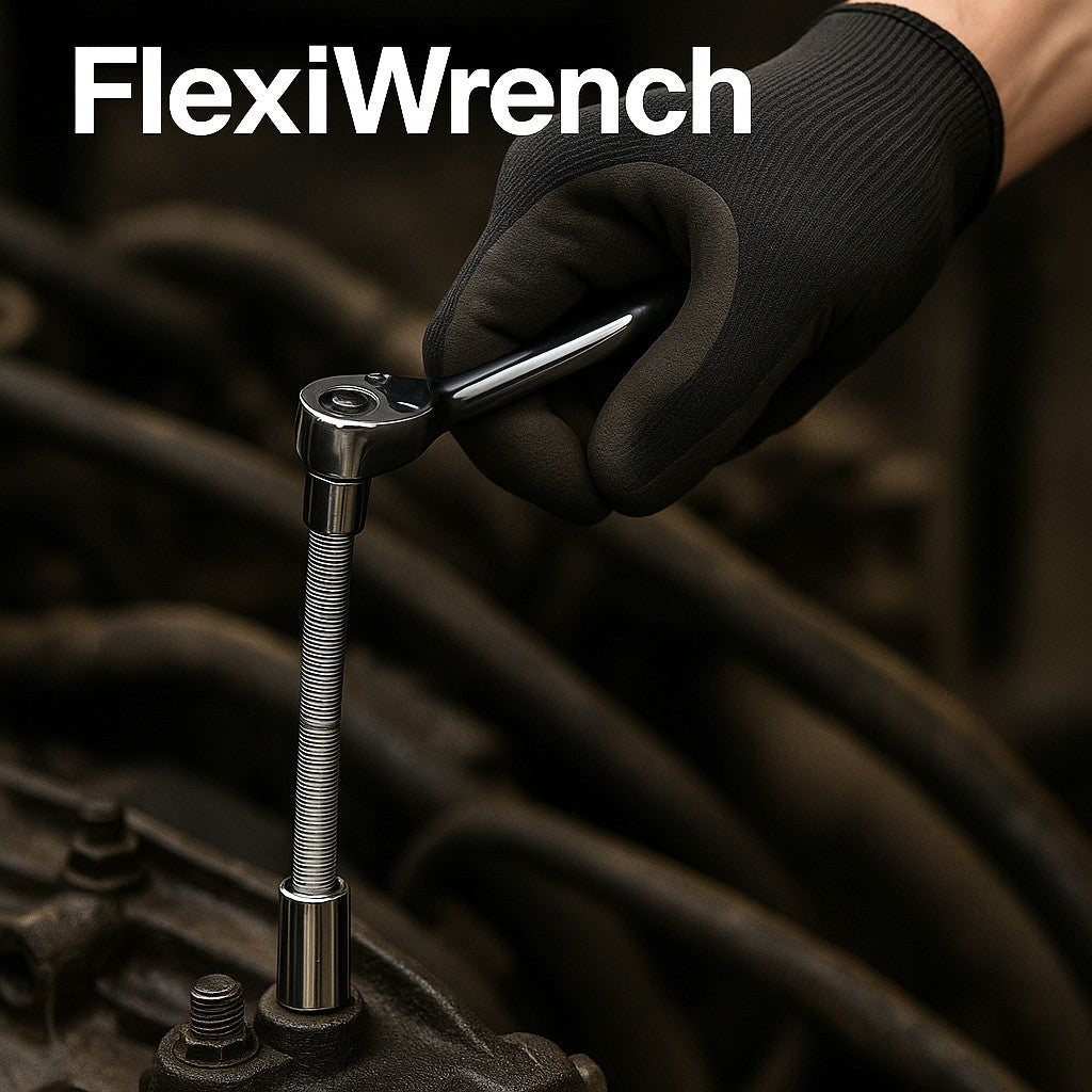 FlexiWrench™ Kit Extensiones Flexibles Para Rachet 1/4 3/8 1/2. Acero CRV Alta resistencia.