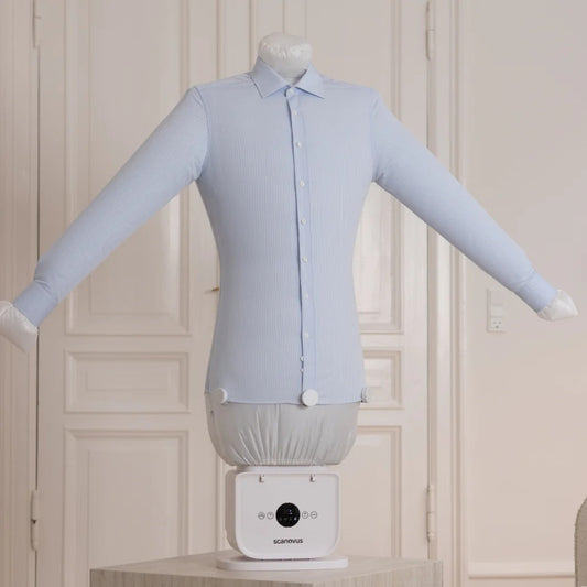 Scanovus PressGo™ Plancha y seca automáticamente tu ropa en 8-12 minutos.