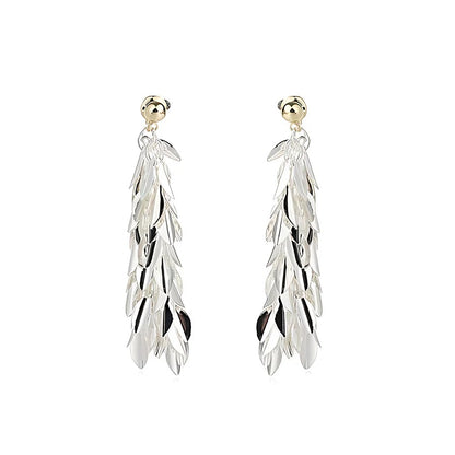 Pendientes LeafDrop™ Colgantes de Lujo con Hojas y Borlas Metálicas de Lentejuelas